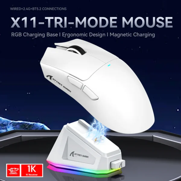 Attack Shark X11 – Wireless Gaming Mouse with Charging Dock - Image 5