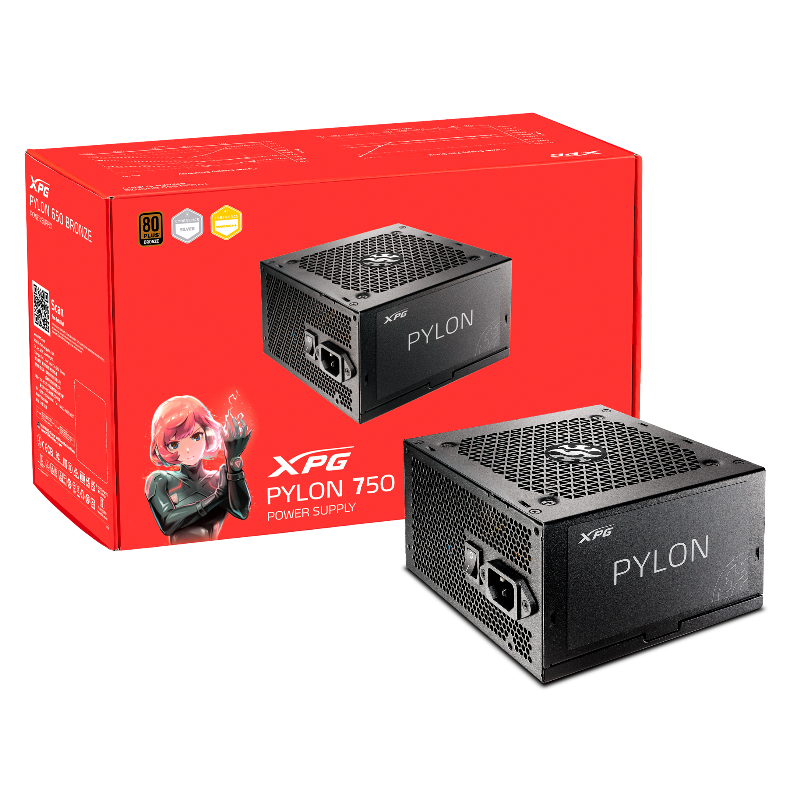 XPG PYLON 750W Power Supply – 80 PLUS Bronze Certified PSU