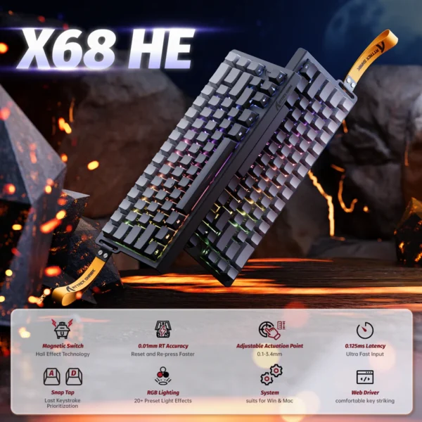 Attack Shark X68 HE 60% Gaming Keyboard – Moonlight - Image 2