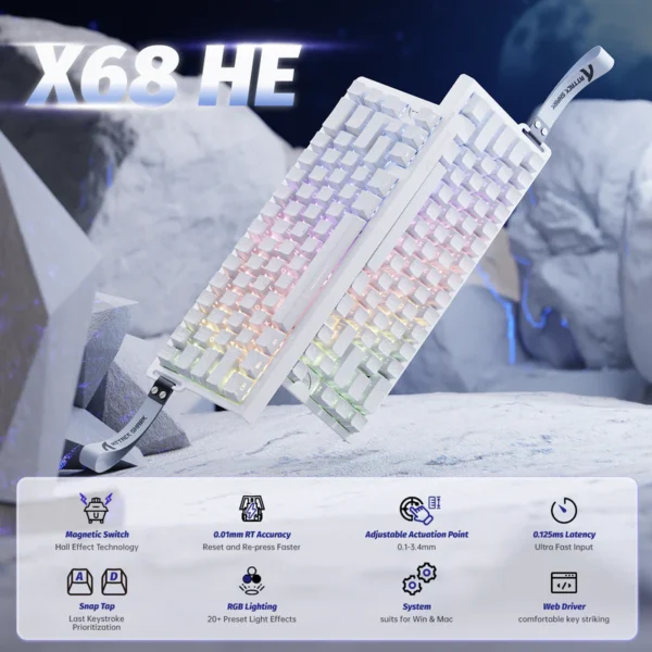 Attack Shark X68 HE 60% Gaming Keyboard – White - Image 2