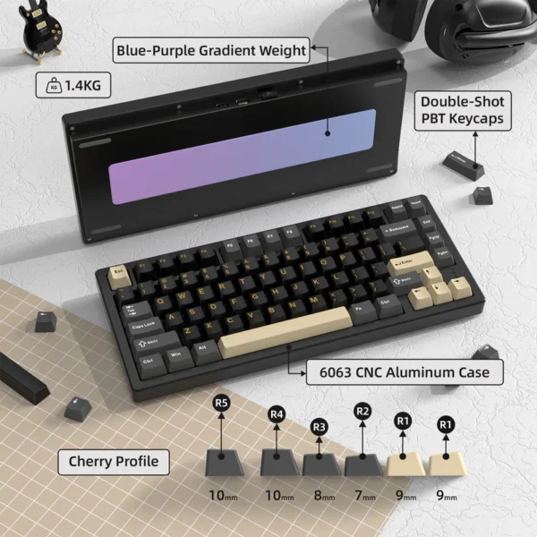 Attack Shark X75 Aluminum Black 75% RGB Keyboard - Image 5