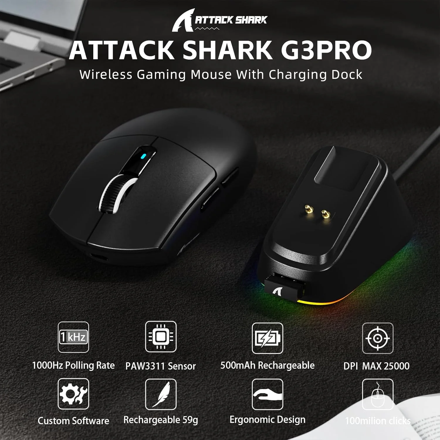 Attack Shark G3 Pro Gaming Mouse - Image 4