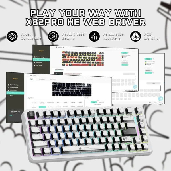 Attack Shark X82 PRO HE – White Theme 75% RGB Gaming Keyboard - Image 3