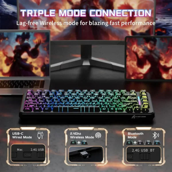 Attack Shark X82 PRO HE – Black 75% RGB Gaming Keyboard - Image 3